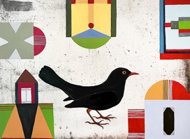 Arnold Hagström, Koltrast, blandteknik, 49x60 cm med marginaler, 3300 SEK