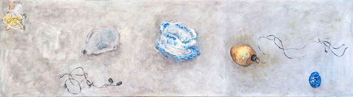Ingela Johansson, Stilleben III, olja på duk, 43x152 cm, 20 000 SEK