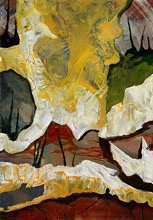 Malin Cederlund, Sista snön, olja på mdf, 20x14 cm, 5000 SEK