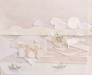 Tobias Törnqvist, Kring en sjö, collage, 28 x 31 cm med ram (18 x 21 cm), 4000 SEK