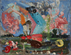 Thomas Edetun, Kräftstjärt, olja på duk, 19x44 cm, 6000 SEK